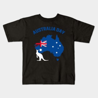 Australia Day Funny Australian Map Flag Patriotic Kids T-Shirt